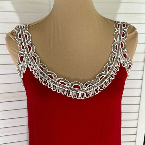 80s Hand Beaded Tunic Medium Vintage Red - Picture 2 of 14